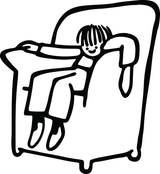 Niño resto en sillón — Vector de stock