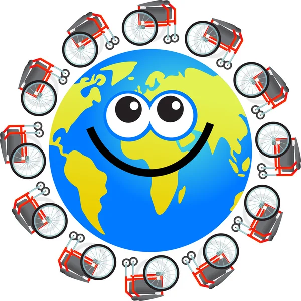 Disabled globe cartoon — Stock Vector