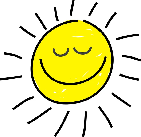 Disegno di felice sole sorridente . — Vettoriale Stock