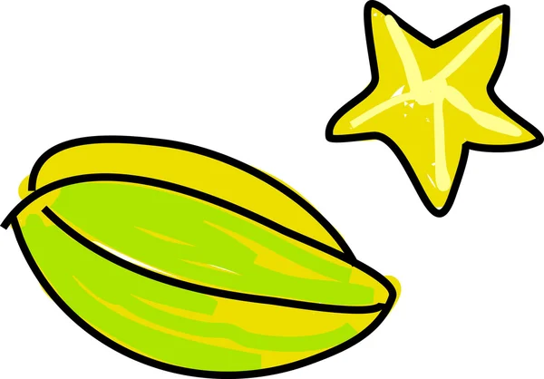 ゴレンシまたは Starfruit、スター フルーツのスライス — ストックベクタ