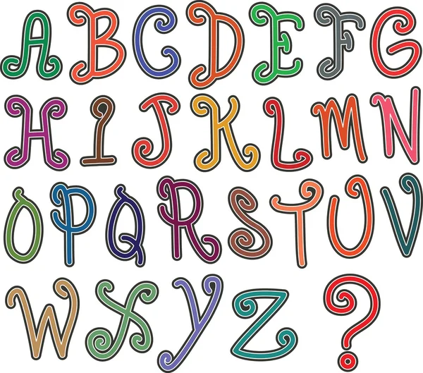 Alphabet de style bouclé en lettres majuscules — Image vectorielle