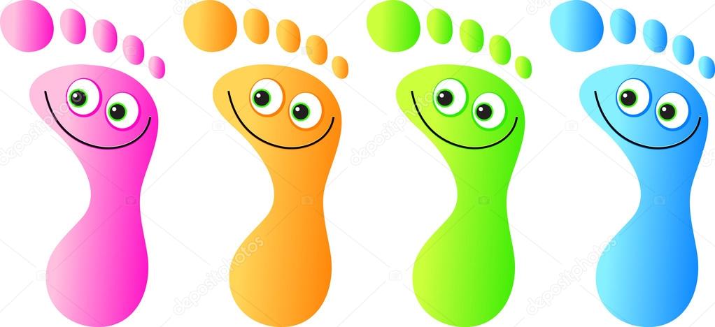 Happy Foot Print Cartoon Character