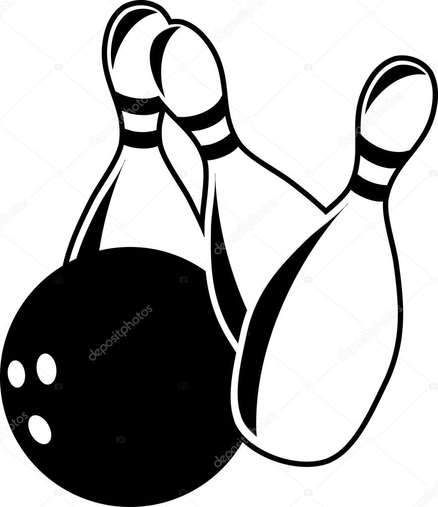 Bowling skittles and ball sketch