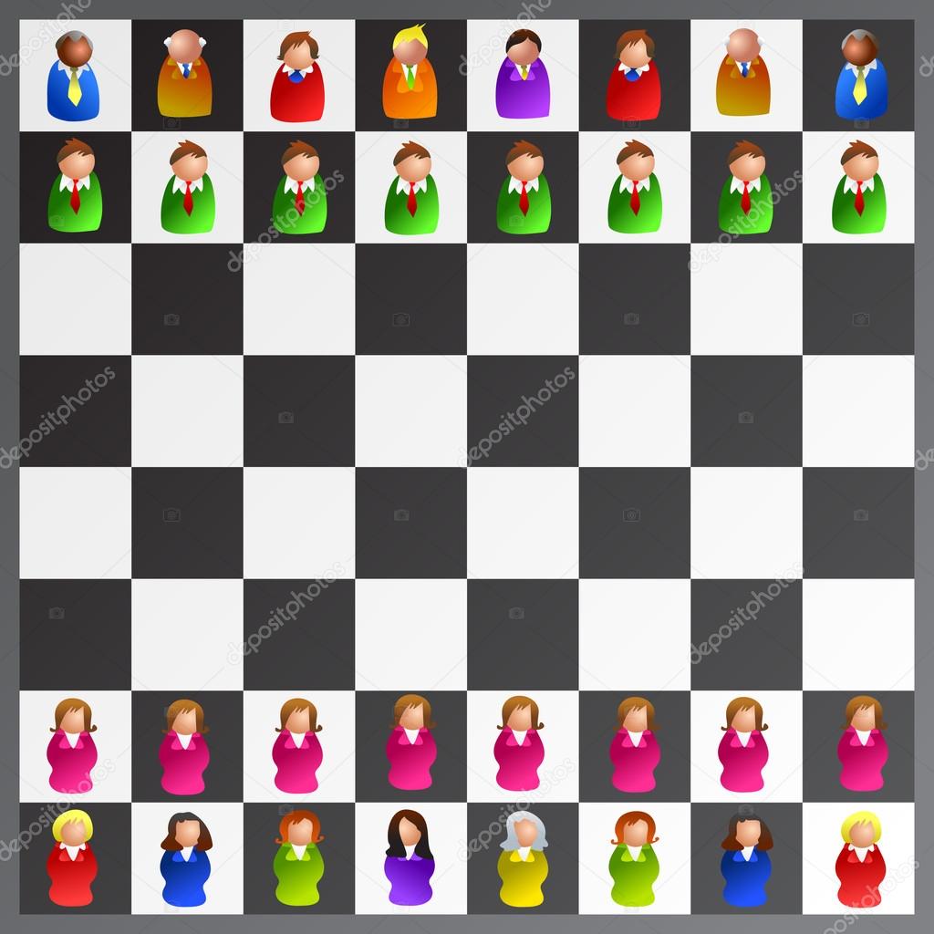 Executive chess of two teams: female and male