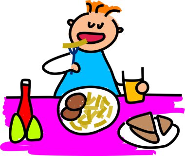 Boy and  lunch cartoon