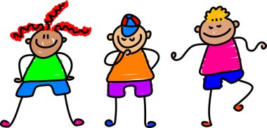 Cartoon character happy kids playing clipart