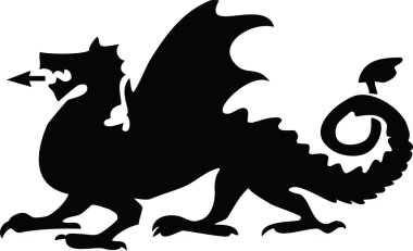 Dragon stilize görüntü siyah beyaz.