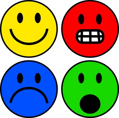 Renkli Smiley ifadeler kümesi