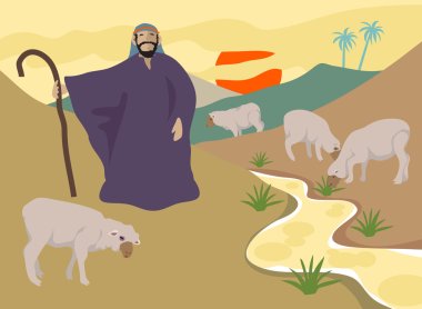 Jesus the Good Shepherd who takes care of His sheep. clipart
