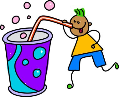 Çocuk bir soda içme veya saman sallamak