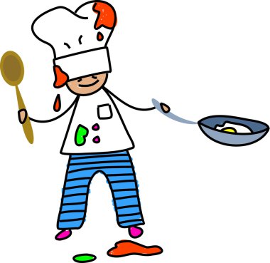 Sevimli çocuk Şef omlet saygısız