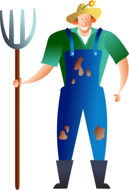 Çizgi film genç çiftçi