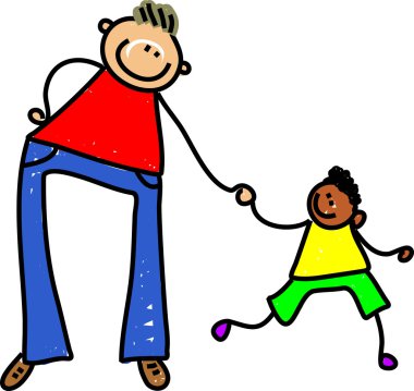 Çizgi film baba ve çocuk.