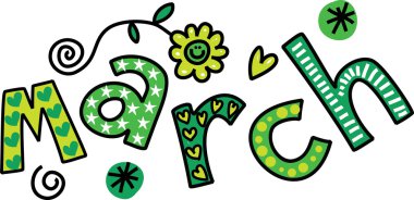 Text doodle for the month of March. clipart