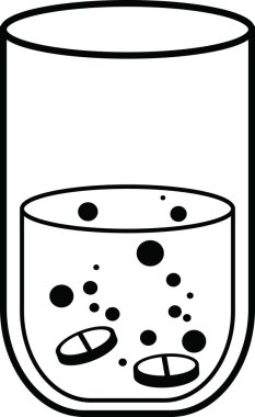 Pills dissolving in a glass of water clipart