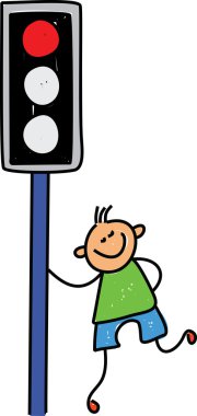 Yolun karşısına bekleyen çocuk