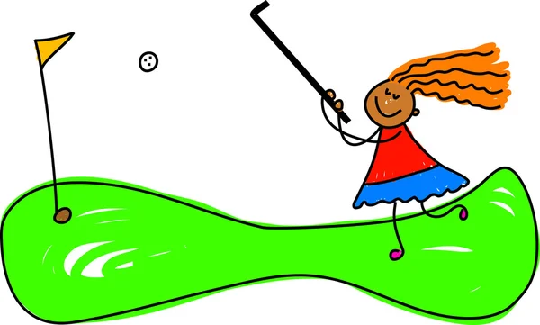 Μικρό θηλυκό παίχτης του γκολφ — Διανυσματικό Αρχείο