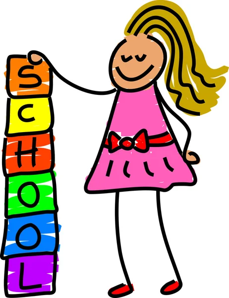 Building blocks girl cartoon — Stock Vector