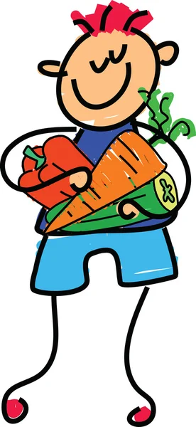 Criança segurando legumes — Vetor de Stock