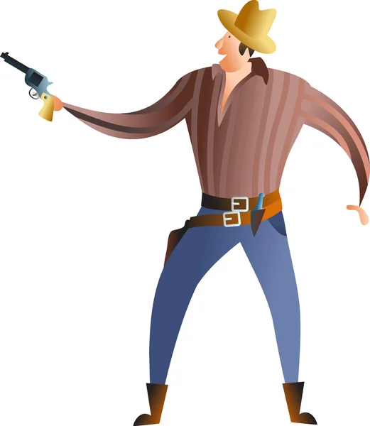 Cartoon cowboy med en pistol bälte. — Stock vektor