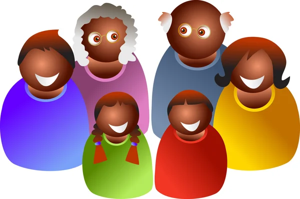 Glückliche afrikanische Familie aus drei Generationen — Stockvektor
