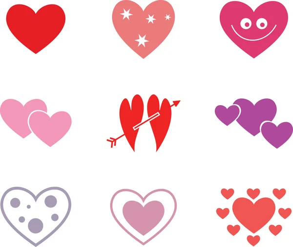 Hand drawn hearts set. — Stock Vector