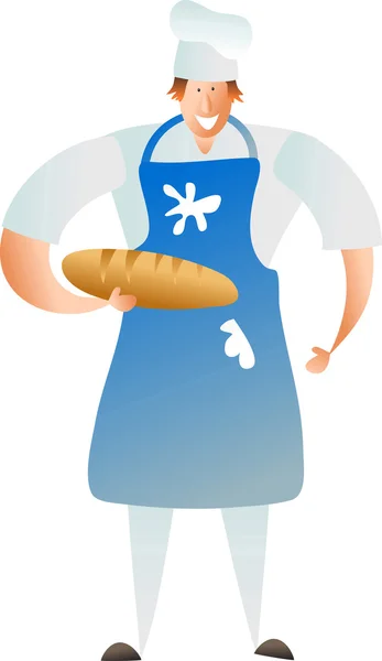 Joyeux boulanger tenant du pain — Image vectorielle