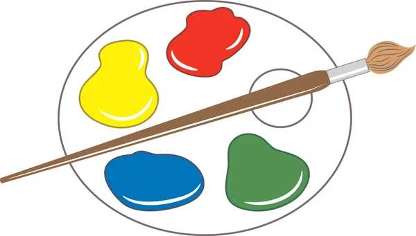Färg palett med borste — Stock vektor