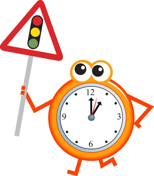 Clock with Traffic Lights — Stock Vector