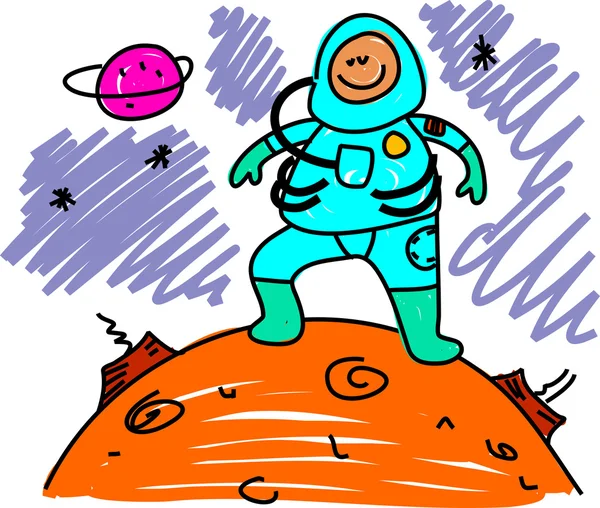 Astronauta criança desenhos animados — Vetor de Stock