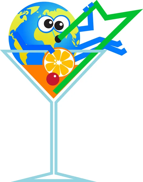 Cocktail glasswith the Earth — Stock Vector