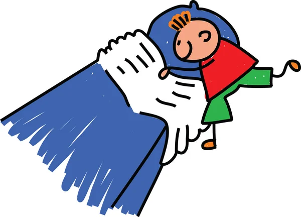 Küçük çocuk yatağını yapma — Stok Vektör