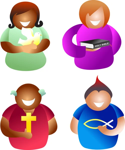 Four christian people — Stock Vector
