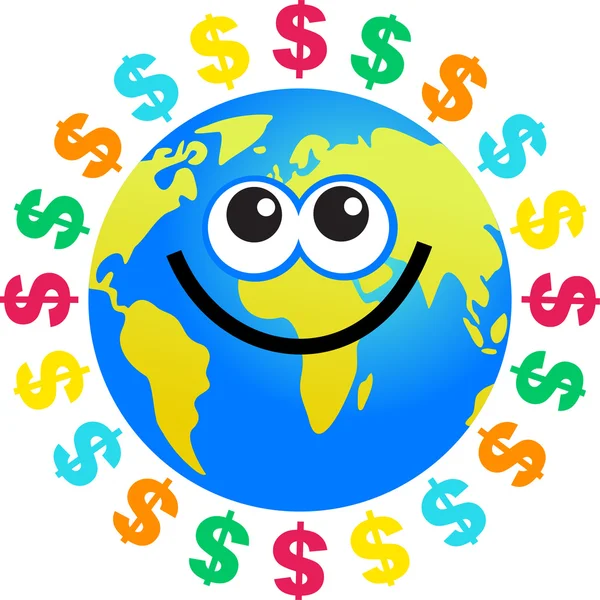 Dolar dünya karikatür — Stok Vektör