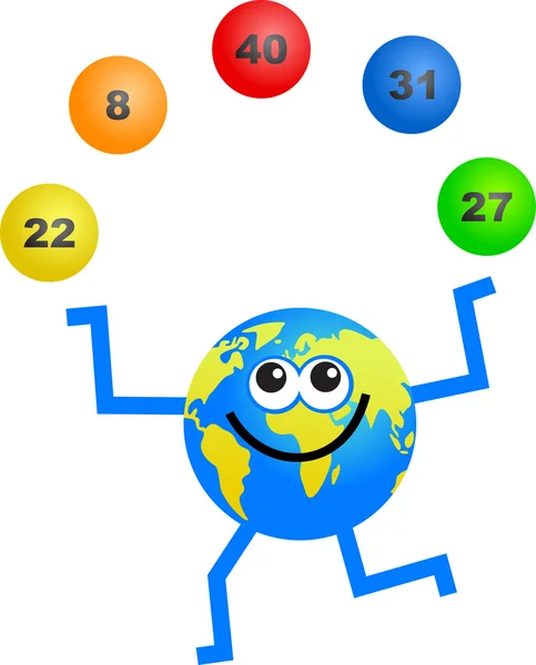Lottery globe cartoon — Stock Vector
