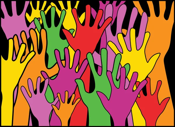 Colorful hands waving — Stock Vector