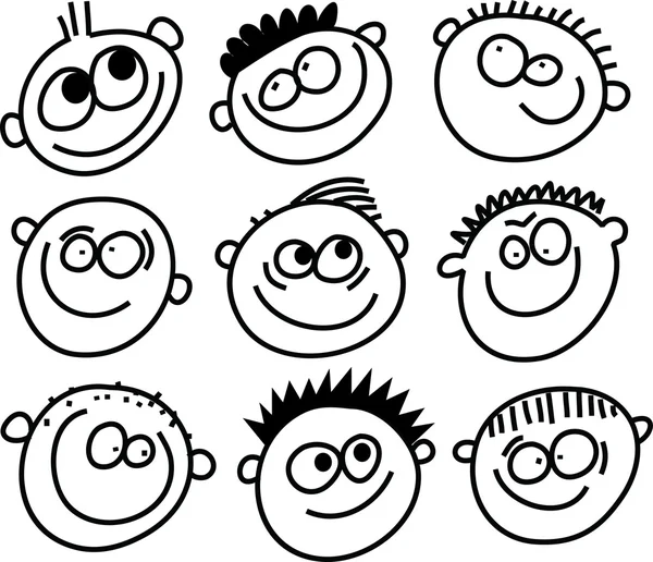 Kézzel rajzolt mosoly arcok — Stock Vector