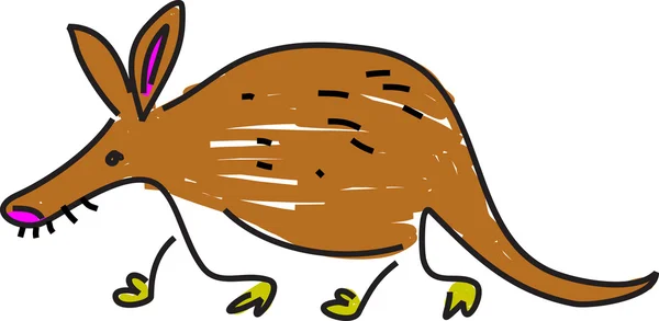 Desenho caprichoso de um aardvark — Vetor de Stock