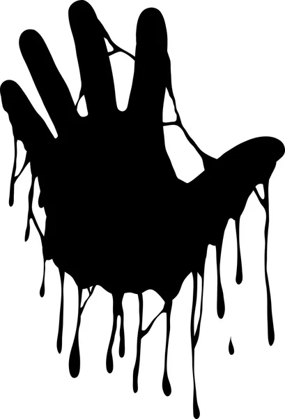 Handprint with dripping paint — Stock Vector