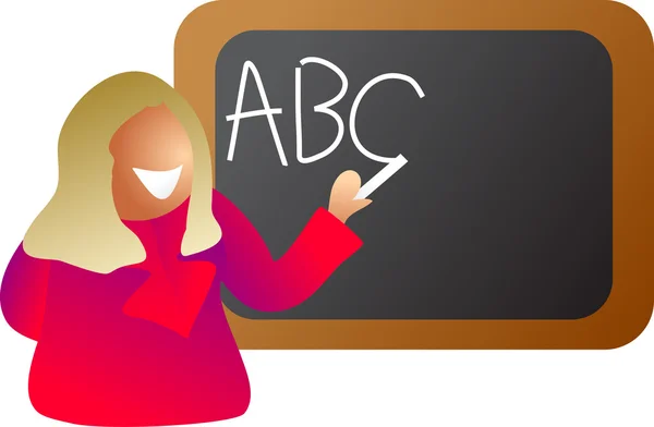 English teacher writting on the blackboard — Stock Vector