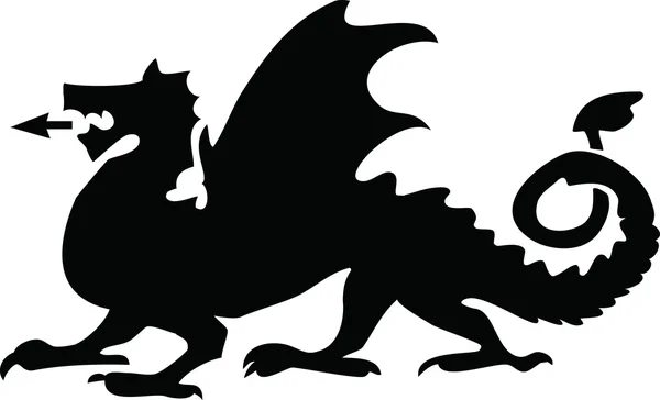 Imagen estilizada de Dragon en blanco y negro . — Vector de stock