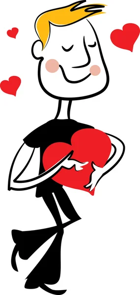 Heart and man cartoon — Stock Vector