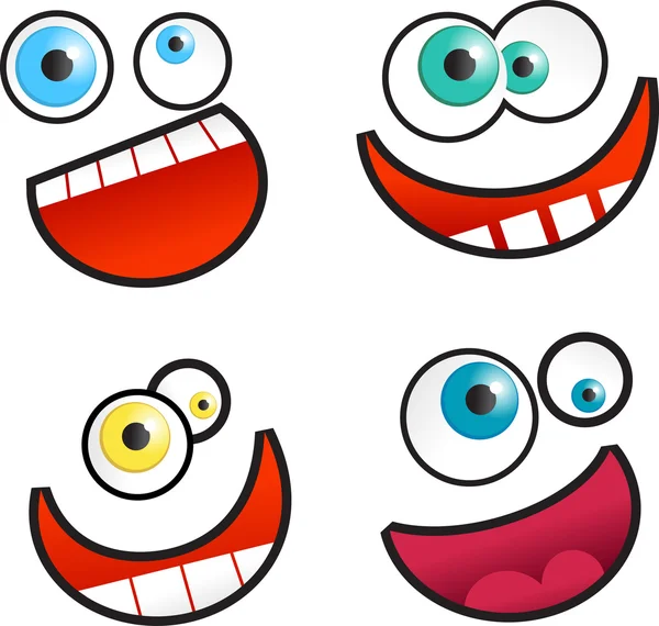 Collection of cartoon emoticon faces — Stock Vector