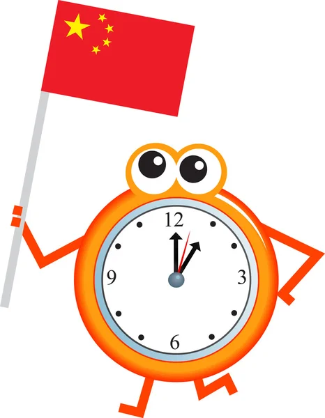 Reloj con bandera de China — Vector de stock