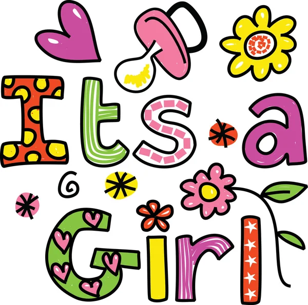 It's A Girl!  Lettering — Stock Vector