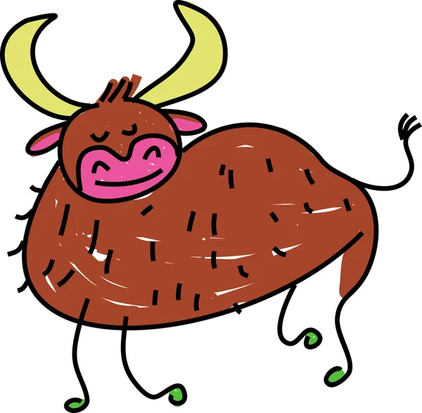 Whimsical drawing of a bull — Stock Vector