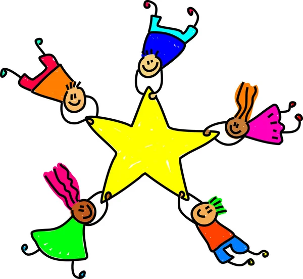 Enfants heureux avec étoile — Image vectorielle