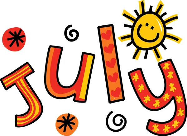 Temmuz ayı için metin doodle.