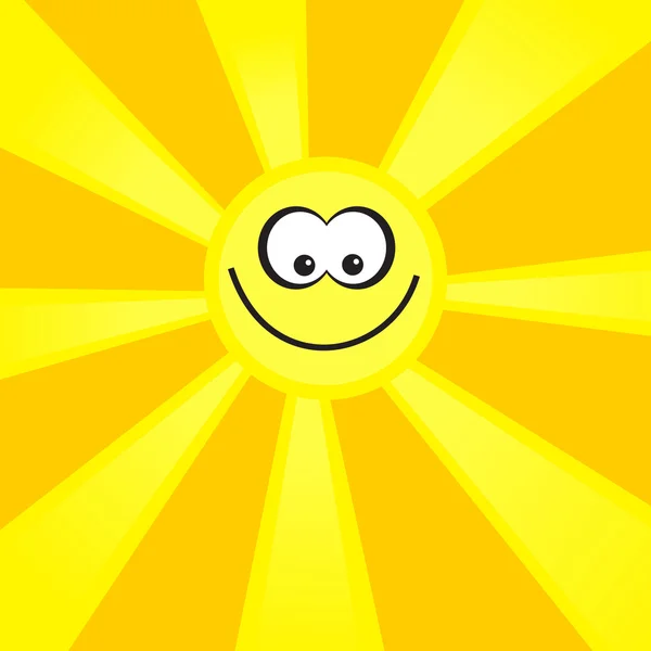 Sol sonriente sobre fondo radial . — Archivo Imágenes Vectoriales