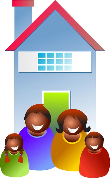 Happy African family and house — Stock Vector